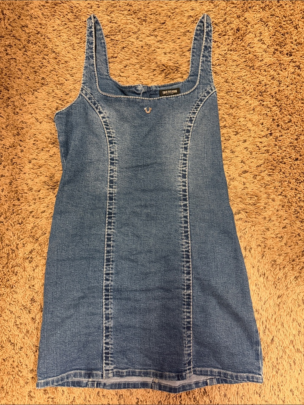 True Religion Blue Denim Tank Dress with Panel Seams